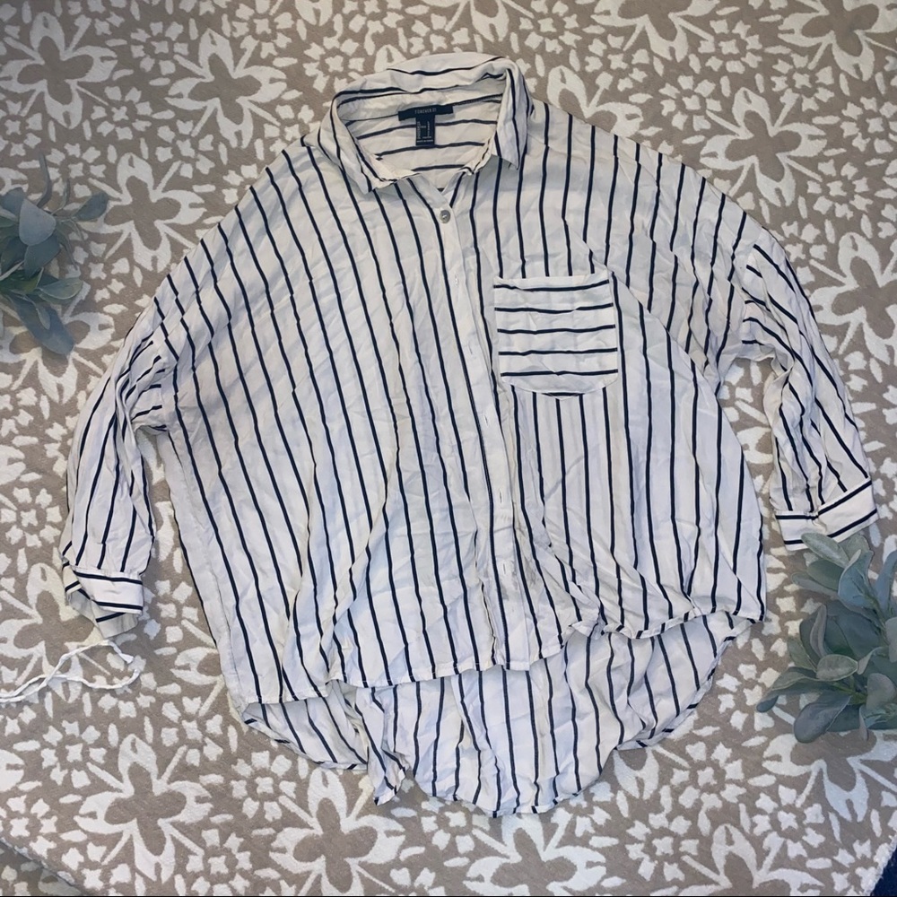 Button down loose blouse.